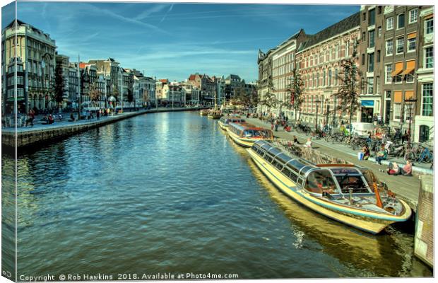 Amsterdam City Boats  Canvas Print by Rob Hawkins