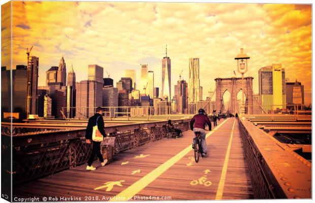 Brooklyn Bridge Manhattan skyline  Canvas Print by Rob Hawkins