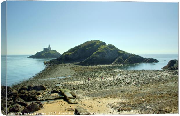 Mumbles Lighthouse Canvas Print by Rob Hawkins