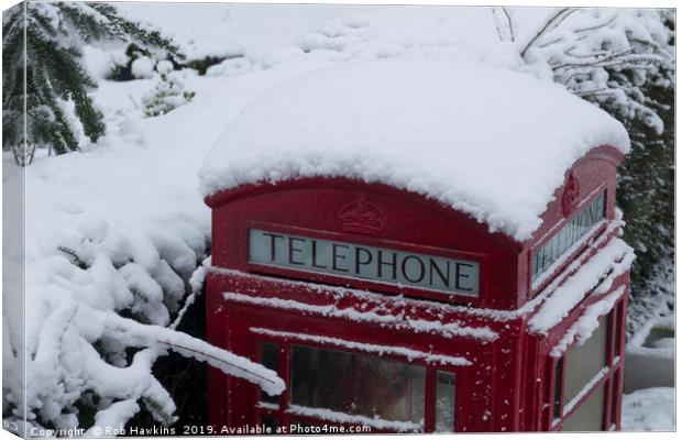 Phone Box in the Snow  Canvas Print by Rob Hawkins