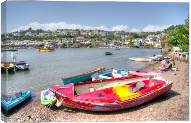 Noss Mayo Rowing Boat  Canvas Print by Rob Hawkins