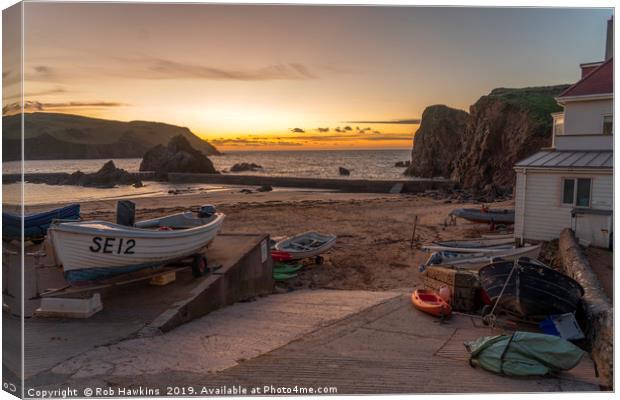 Hope Cove Sunset  Canvas Print by Rob Hawkins