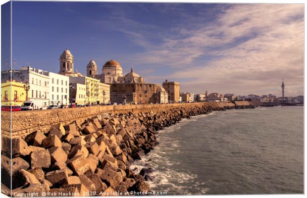 Cadiz Cathedral Seascape Canvas Print by Rob Hawkins