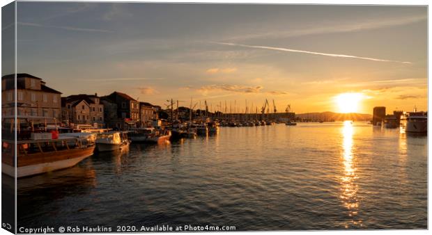 Trogir Twylight Canvas Print by Rob Hawkins