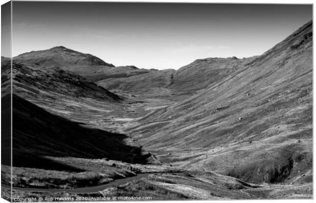 Hardknott Pass in mono  Canvas Print by Rob Hawkins