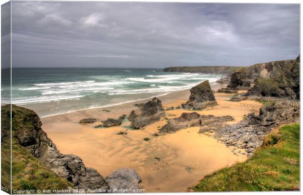 Bedruthan Seascape Canvas Print by Rob Hawkins