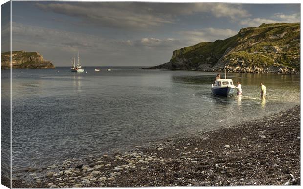 Off to fish at Lulworth Cove Canvas Print by Rob Hawkins