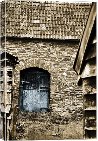 sepia with blue door on photoshop Canvas Print by Alexia Miles