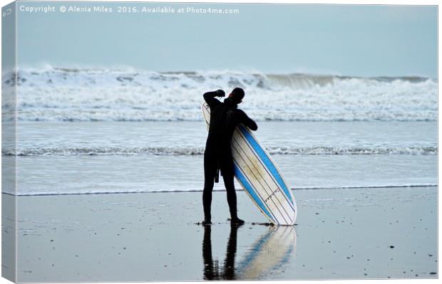 Woolacombe Surfer Canvas Print by Alexia Miles