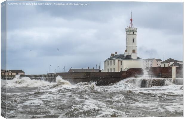 Arbroath Signal Tower in Storm Canvas Print by Douglas Kerr