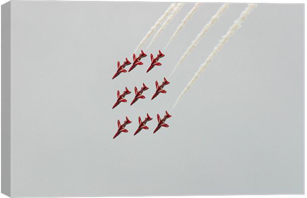 RAF Red Arrows flight display team Diamond nine 9  Canvas Print by Douglas Kerr