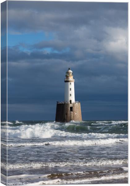 Rattray Head Lighthouse, rough waves, Peterhead Canvas Print by Douglas Kerr