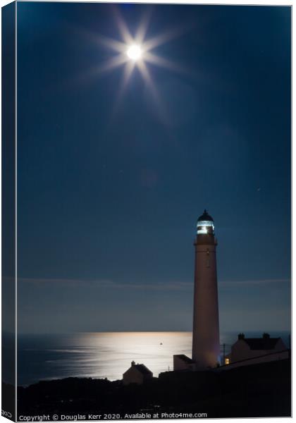 Scurdieness Lighthouse in moonlight Canvas Print by Douglas Kerr