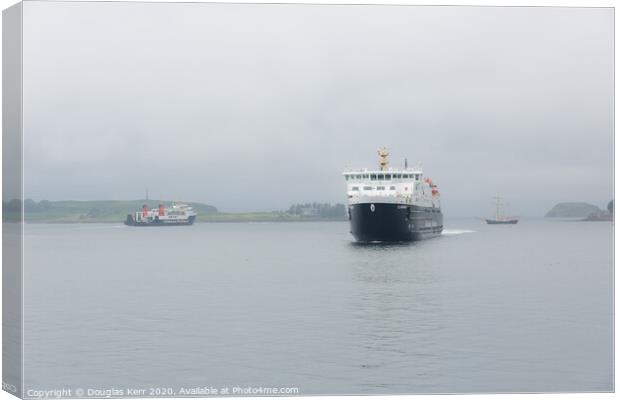 Calmac ferries, MV Clansman arriving in Oban, MV Hebridean Isles Canvas Print by Douglas Kerr