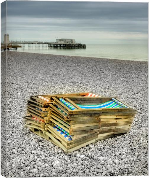 Worthing Beach Canvas Print by Mike Sherman Photog