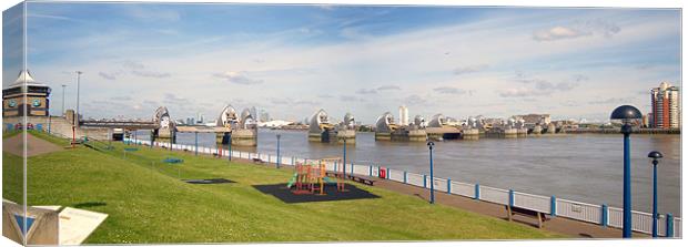 Thames Flood Barrier & London Skyline Canvas Print by Terry Senior