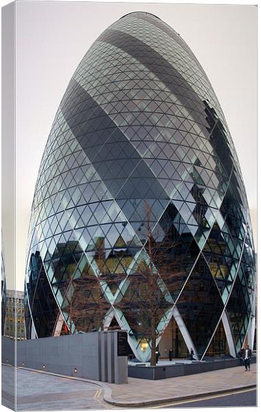 30 St Mary Axe, known as The Gherkin, Skyscraper,  Canvas Print by Terry Senior