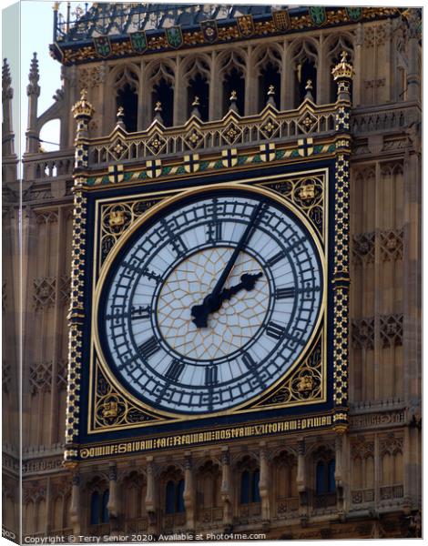 Big Ben is the nickname for the Great Bell in the  Canvas Print by Terry Senior