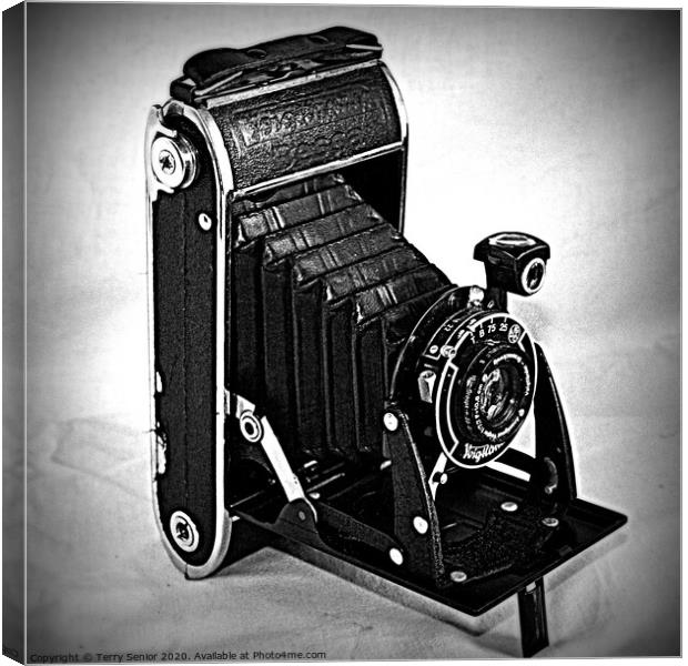 Voigtlander Vintage Film Camera in Black and White Canvas Print by Terry Senior