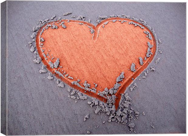 Red Heart in the Sand Canvas Print by samantha bartlett