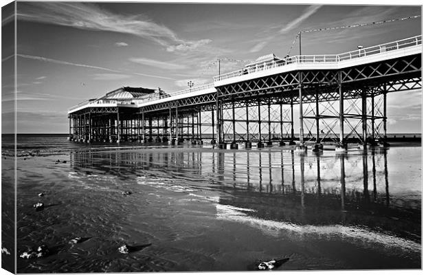 Cromer Pier Reflection Mono Canvas Print by Paul Macro