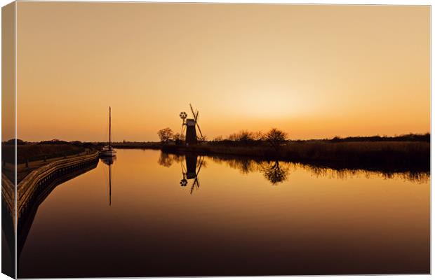 Golden Reflections on the Norfolk Broads Canvas Print by Paul Macro