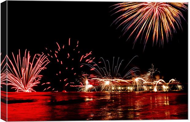 Cromer Pier New Years Fireworks Canvas Print by Paul Macro