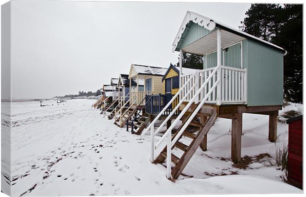 Snow Covered Beach in Wells Canvas Print by Paul Macro