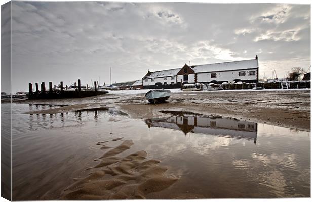 Winter Reflections in Burnham Overy Staithe Canvas Print by Paul Macro