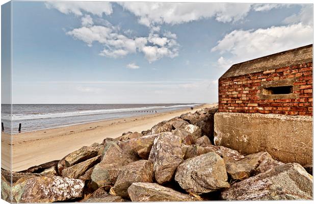 Brancaster Defences Old and New Canvas Print by Paul Macro
