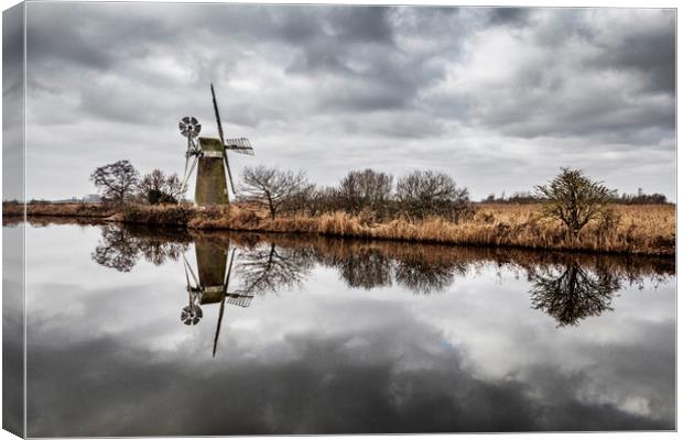 How Hill Winter Reflections Norfolk Broads Canvas Print by Paul Macro
