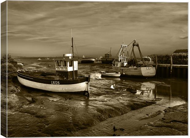 Brancaster Staithe Creek at Low Tide Canvas Print by Paul Macro