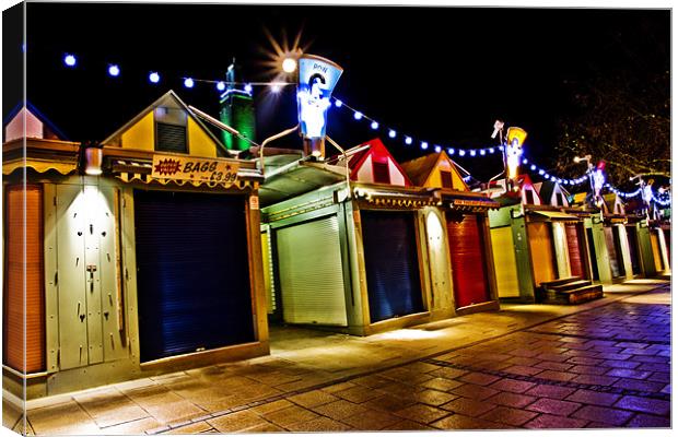 Norwich Market Place by Night Canvas Print by Paul Macro