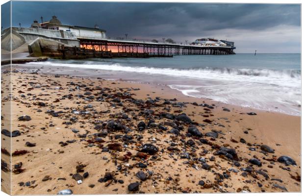 Stormy Sunset over Cromer Pier Canvas Print by Paul Macro