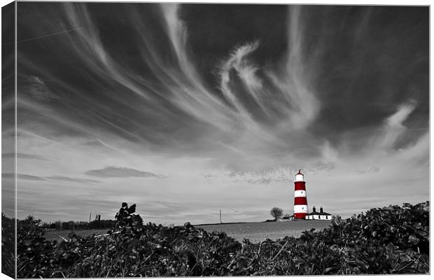 Wispy Clouds Above Happisburgh Lighthouse Selectiv Canvas Print by Paul Macro