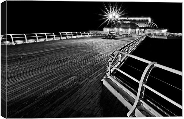 Cromer Pier by Night Mono A different Angle Canvas Print by Paul Macro