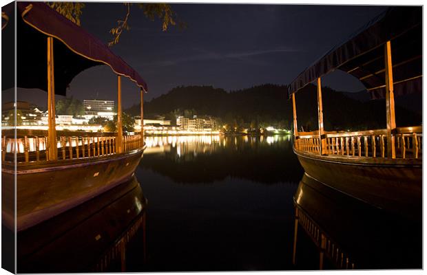 Bled lake at night Canvas Print by Ian Middleton
