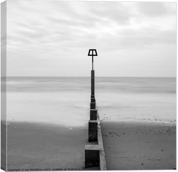 Bournemouth beach and groyne Canvas Print by Ian Middleton