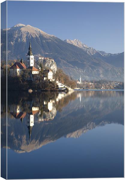 Morning at Lake Bled Canvas Print by Ian Middleton