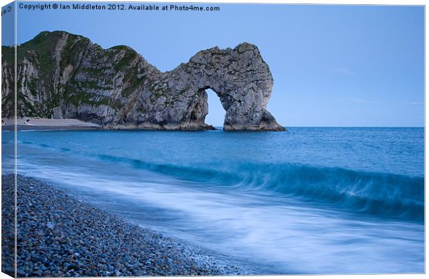 Evening at Durdle Door Canvas Print by Ian Middleton