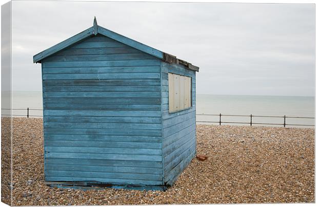 Beach hut at Kingsdown Canvas Print by Ian Middleton