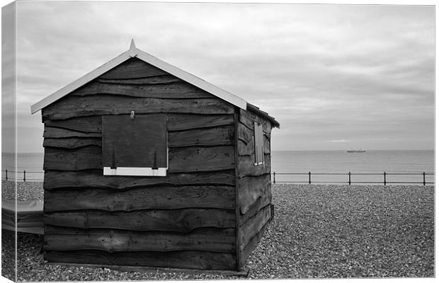Beach hut at Kingsdown Canvas Print by Ian Middleton