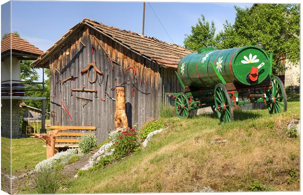 Old farm machinery in Nova Vas, Slovenia Canvas Print by Ian Middleton