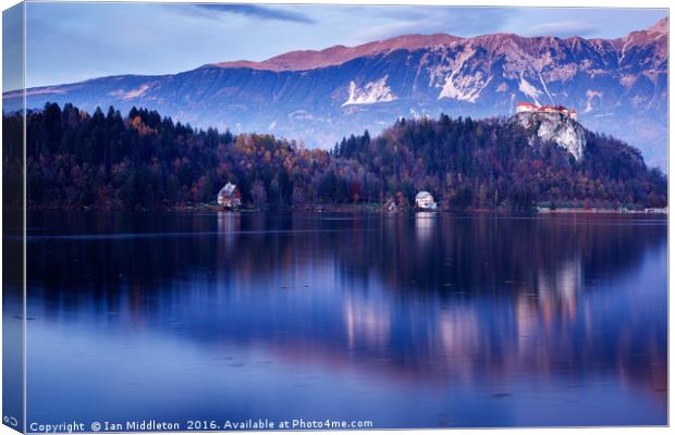 Bled Castle Canvas Print by Ian Middleton