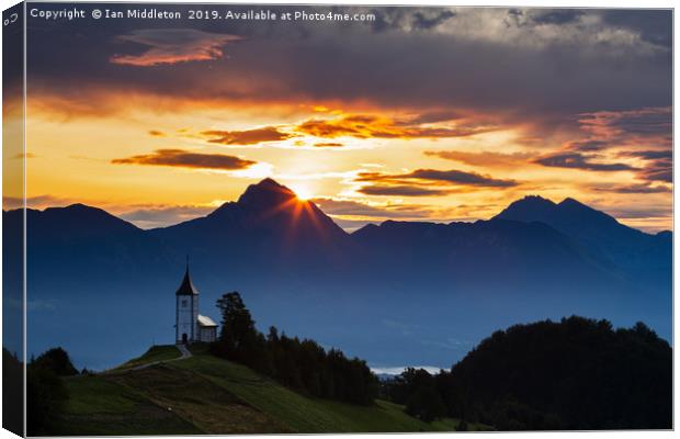 Sunrise over the Kamnik Alps Canvas Print by Ian Middleton