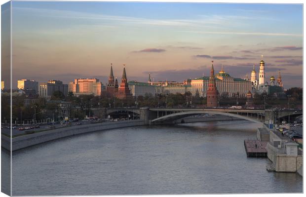 Wonderful light over Moscow river Canvas Print by Sergey Golotvin