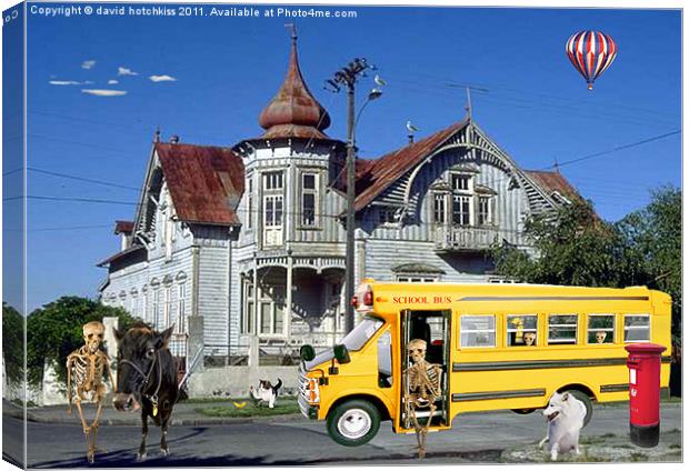 SCHOOL BUS IS LATE Canvas Print by david hotchkiss