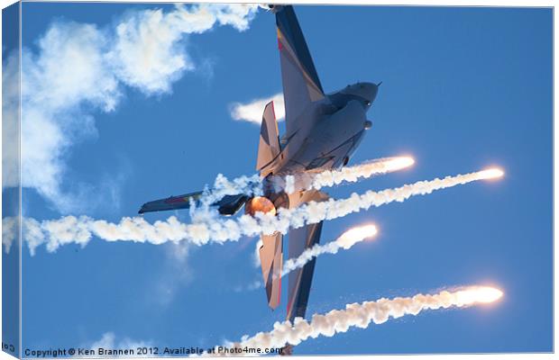 F16 firing flares Canvas Print by Oxon Images
