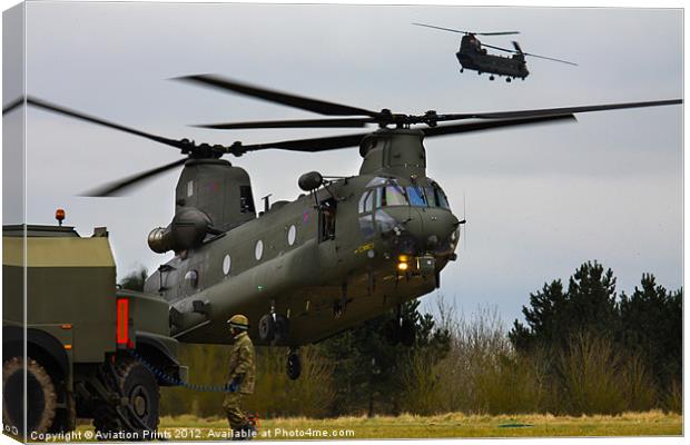 Chinooks at the refueling point Canvas Print by Oxon Images