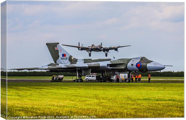 Vulcan XH558 and BBMF Lancaster Canvas Print by Oxon Images